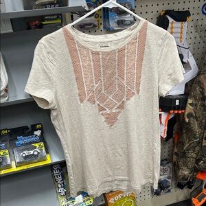 Ruff Hewn Cream and Pink Geometric Short Sleeve Tee Sz M